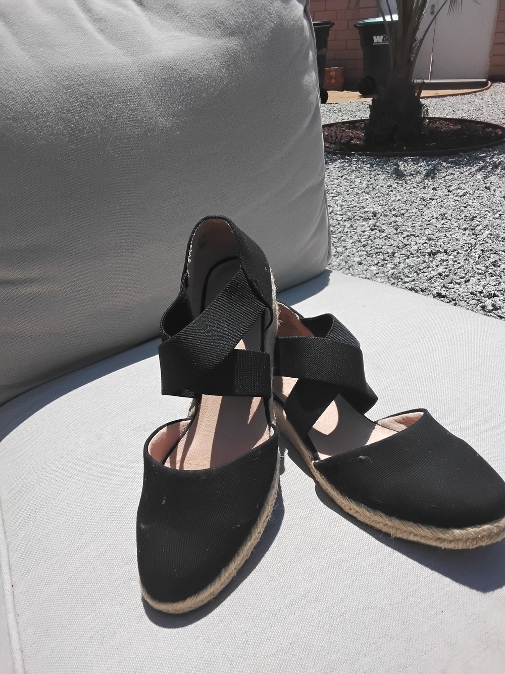 Life Stride Black Espadrille Wedge Sandals with Crisscross Straps